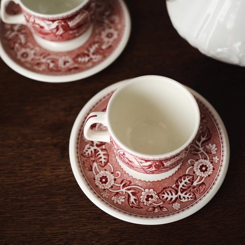 1950年 ボッホ ベルギー アンティーク レッド カップ＆ソーサーセット