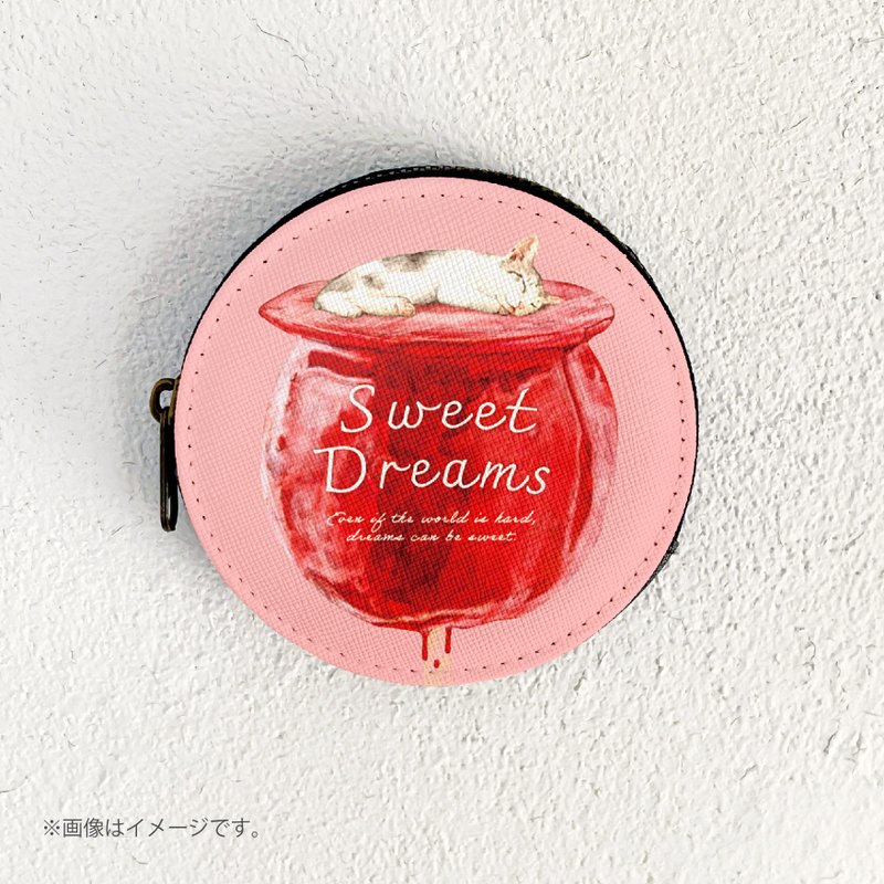 SWEET DREAMS  Cat and Candy Apple /Originalコインケース - 零錢包/小錢包 - 其他材質 粉紅色