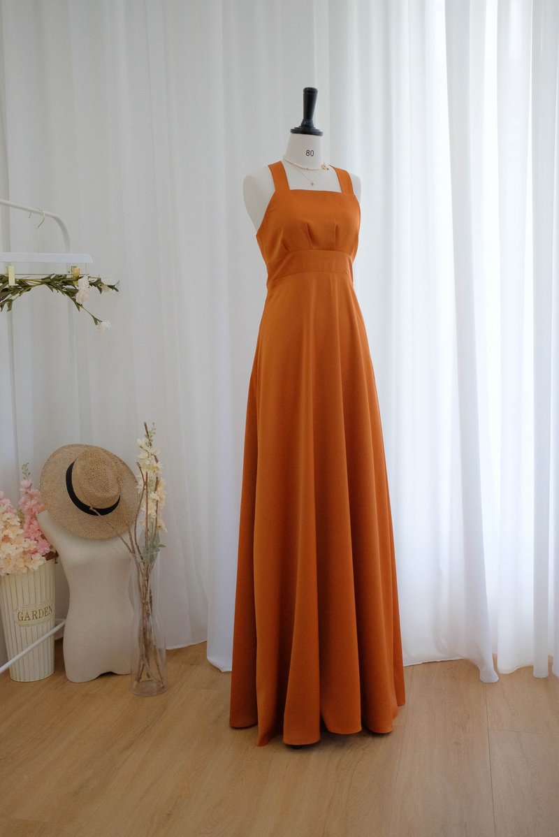 Rust party dress Copper bridesmaid dress prom wedding guest dress Orange dress - 洋裝/連身裙 - 聚酯纖維 橘色