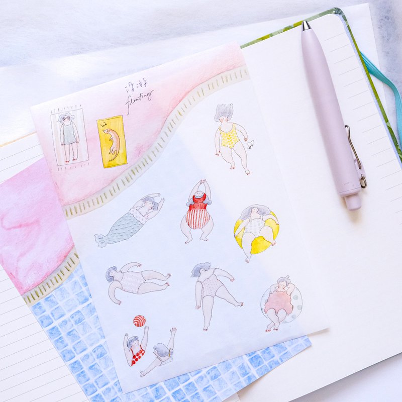 Sticker Sheet - Floating | Stickers for Bullet Journal, Planner, Scrapbook - สติกเกอร์ - กระดาษ สีน้ำเงิน