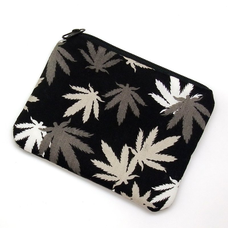 Zipper pouch / coin purse (padded) (ZS-213) - กระเป๋าใส่เหรียญ - ผ้าฝ้าย/ผ้าลินิน สีดำ