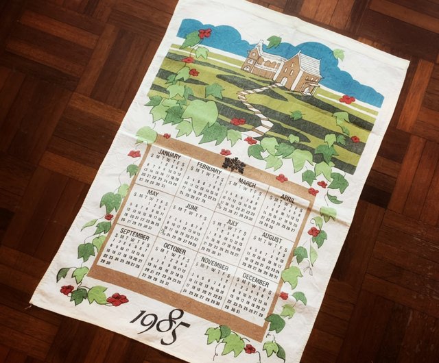 1985 American Early Canvas Calendar Lovely House - Shop pickers Wall Décor  - Pinkoi