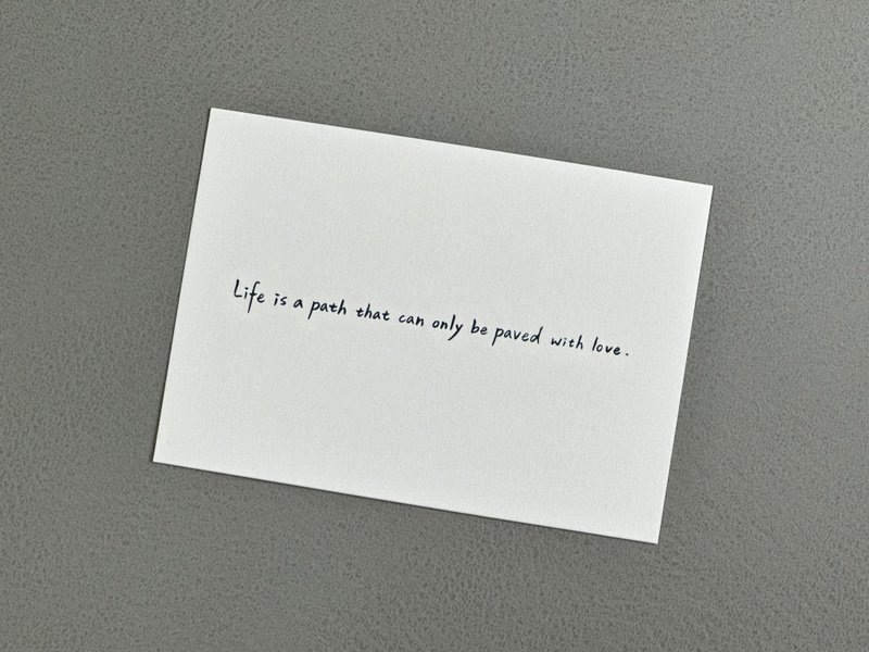 Hand-printed silk postcard- Life is a road paved with love only - Cards & Postcards - Paper Multicolor