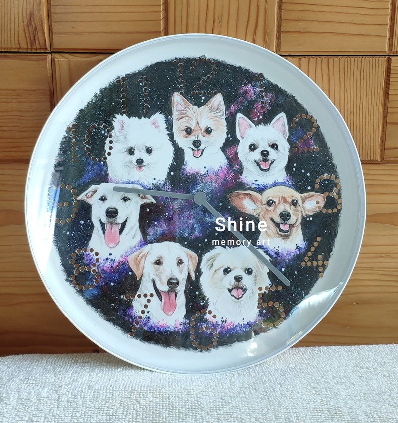 Customized hand-painted pet dog wall clock - four or more - ภาพวาดบุคคล - พลาสติก 