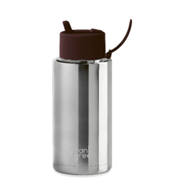 【frank green 台灣】三層真空保溫瓶 1000ml 銀色系列巧克力色蓋 - 水樽/水瓶 - 不鏽鋼 咖啡色