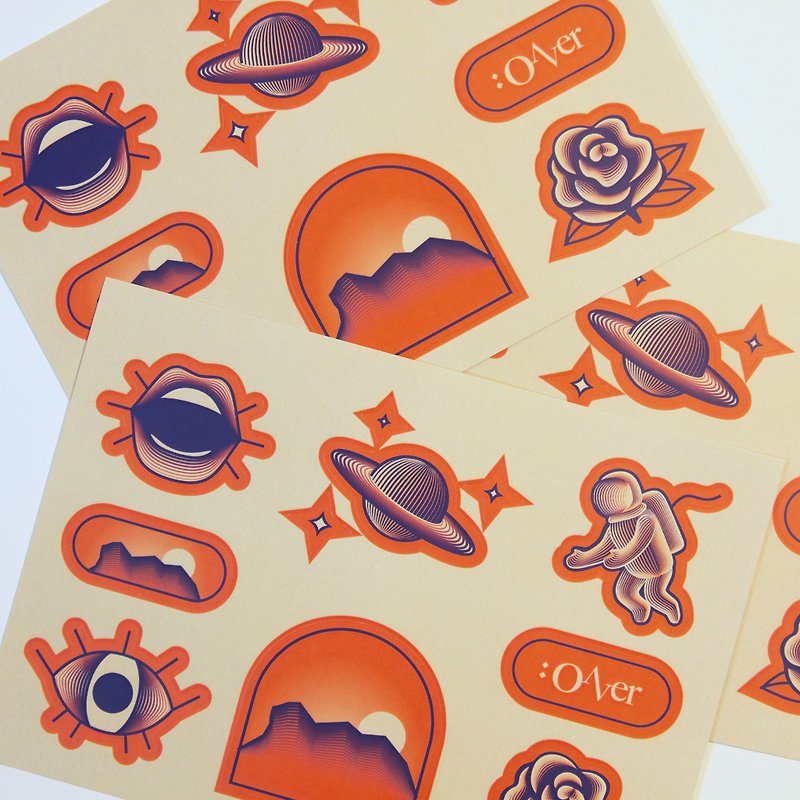 【Hong Kong OVER】Notebook sticker PVC waterproof sticker illustration sticker - Stickers - Plastic Orange