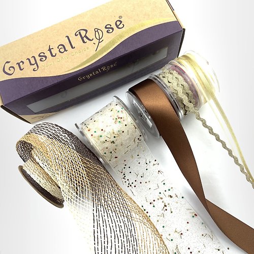 Crystal Rose Ribbon 緞帶專賣 大地鉑金緞帶禮盒/禮物Idea系列/5入 【情人節禮盒】