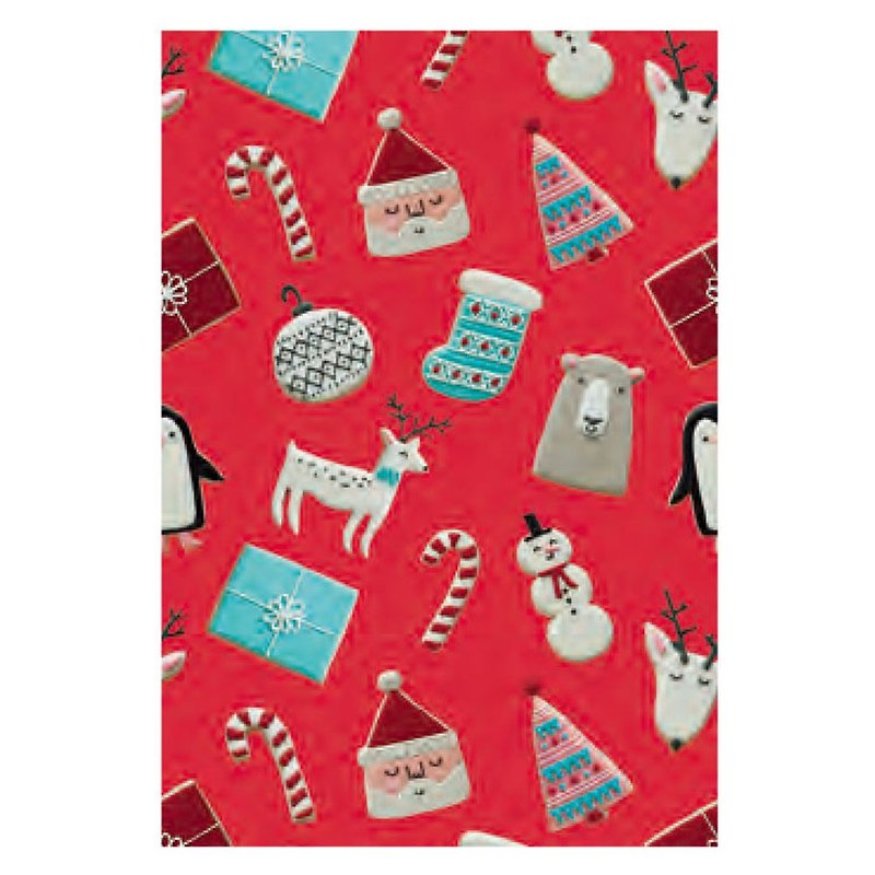 All kinds of patterns baked biscuits Christmas roll wrapping paper [Hallmark-roll wrapping Christmas series] - วัสดุห่อของขวัญ - กระดาษ สีแดง