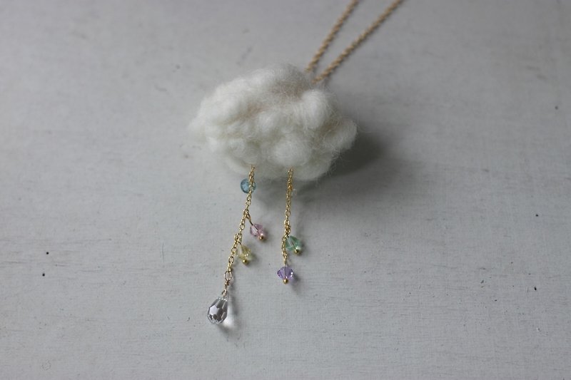 Transparent Pastel Color Swarovski Crystal Raindrop Necklace - สร้อยคอ - ขนแกะ หลากหลายสี