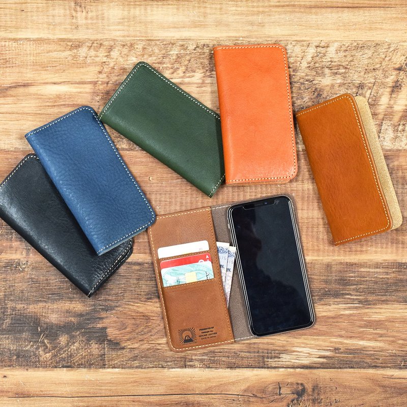 Made to order Tochigi leather smartphone case Simple iPhone 16 15 Android compatible Smartphone case Basic case - Phone Accessories - Genuine Leather Multicolor