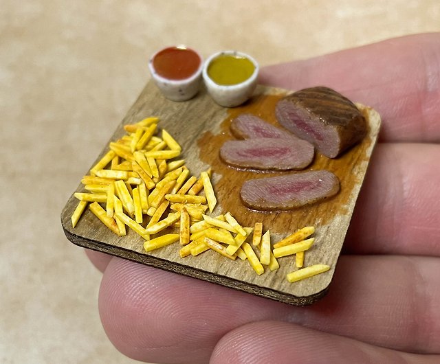 Mini food beef, meat for doll house, handmade from polymer clay