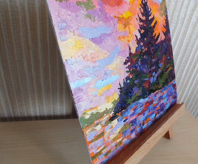 山の風景画オリジナルの油絵小さな厚塗りの壁の芸術印象派 - ショップ