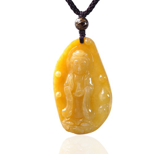 瓔珞珠寶盒 E.L.Jewelry Box 黃翡翡翠觀音菩薩項鍊 | 天然緬甸玉翡翠A貨 | 送禮