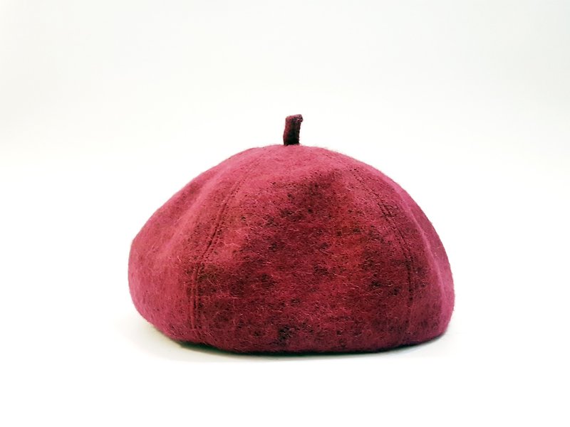 文青时尚南瓜帽-Cherry Cherry Red#礼物#秋冬#厚毛料#画家帽#贝蕾帽 - Hats & Caps - Other Materials Red