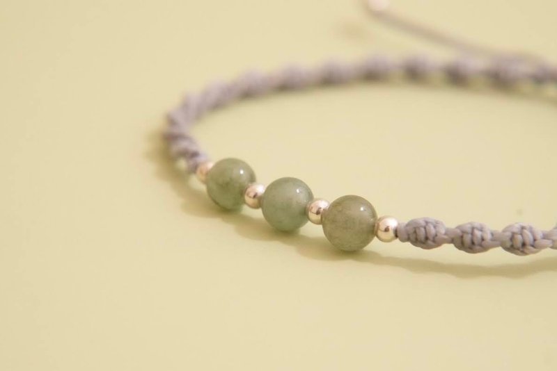 Azure Mist Jadeite Wax Cord Bracelet - สร้อยข้อมือ - หยก สีเขียว