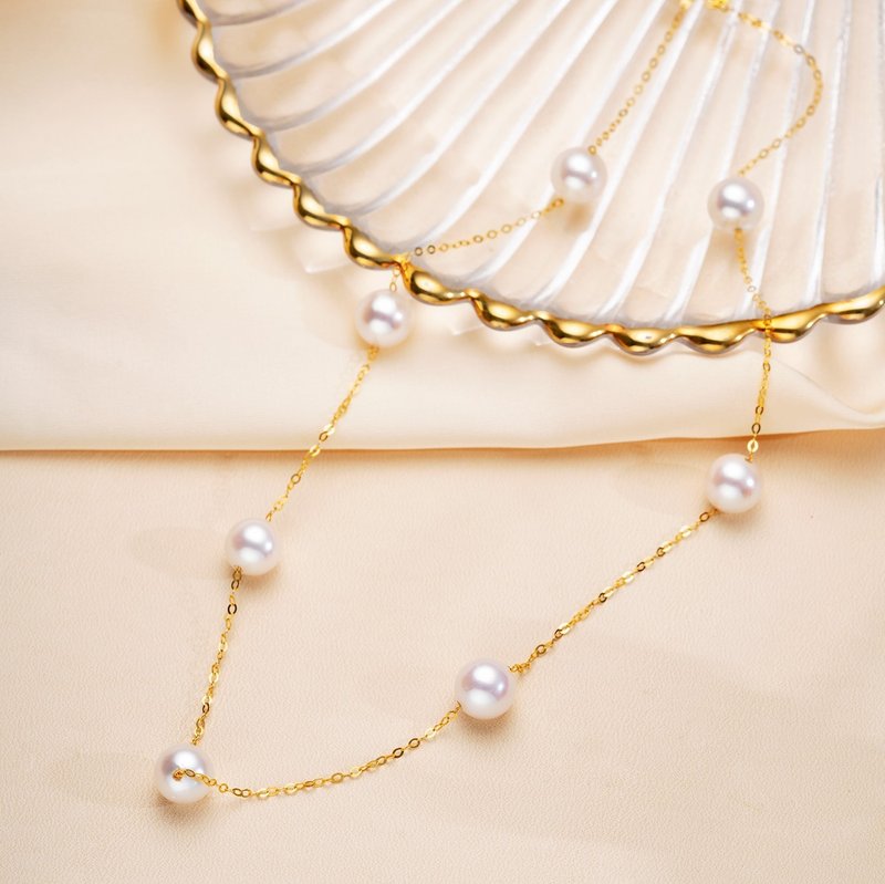 Akoya Gypsophila 18K gold necklace - Necklaces - Pearl 