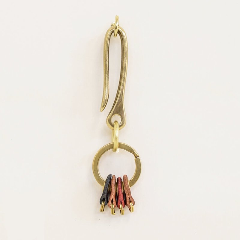 Brass Tochigi Leather Key Hook Key Ring Keyring Brass Made in Japan JAK007 - Keychains - Genuine Leather Multicolor