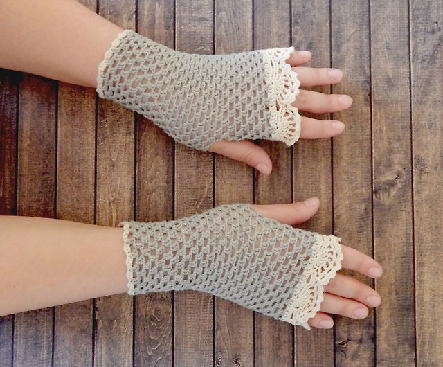 Women's Crochet wool fingerless gloves Green knit arm warmers Cottagecore -  Shop OnGoodLuck Gloves & Mittens - Pinkoi