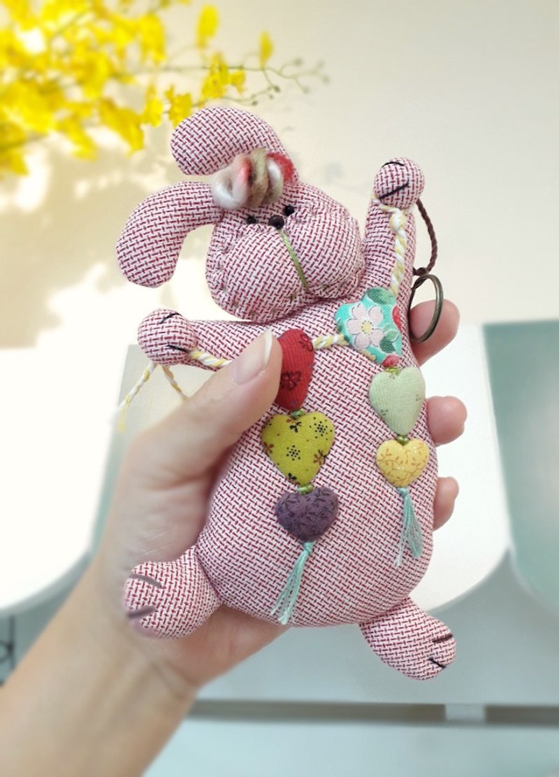 Love Rabbit Key Charm/Pendant - Keychains - Cotton & Hemp Pink