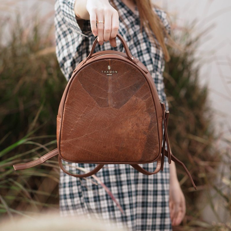 Rachel backpack - Spice Brown - 後背包/背包/書包 - 植物．花 咖啡色