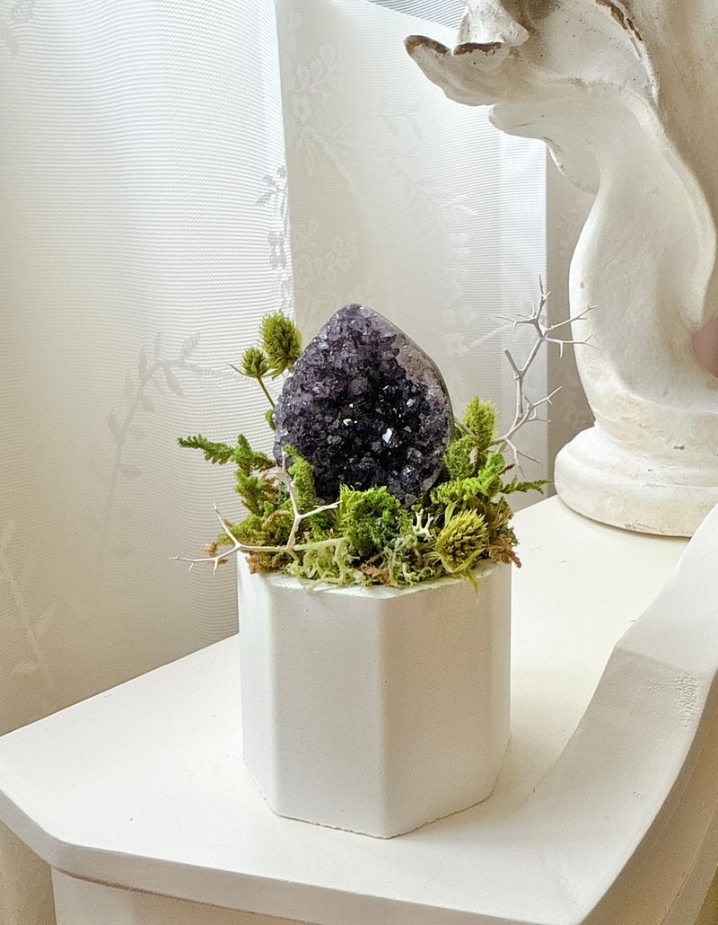 龍蛋水晶_水滴花園。辦公室療癒小物_永生綠植栽 - 盆栽/植栽 - 水晶 紫色