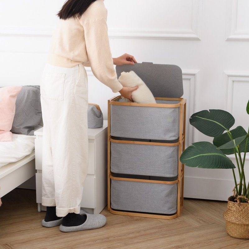 【Gudee】CELIA three-layer drawer storage cabinet - กล่องเก็บของ - ไม้ไผ่ สีน้ำเงิน