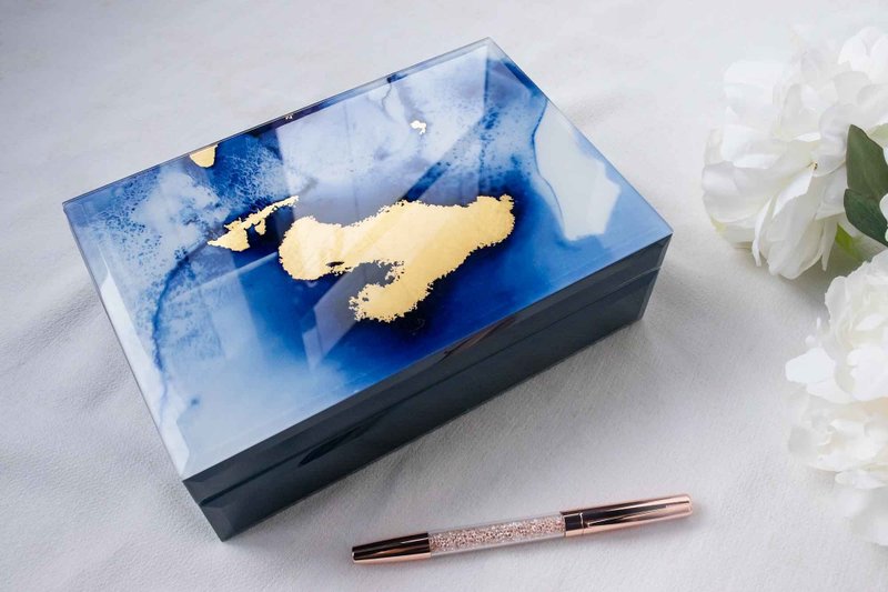 [Azure Sea Glass Collection Box] Collection Box│Jewelry Box│Storage Box│Accessories - กล่องเก็บของ - แก้ว สีน้ำเงิน