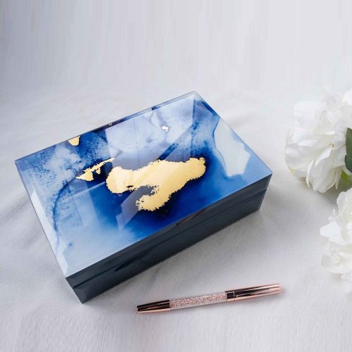 LA PERLA 【湛藍之海玻璃收藏盒】收藏盒│珠寶盒│收納盒│飾品