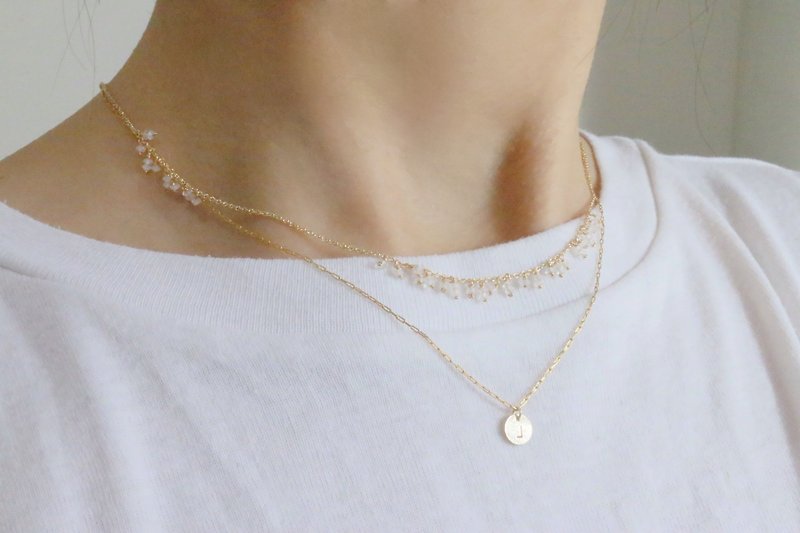 Necklace Moonstone Mini- White Cherry Blossom- - Necklaces - Semi-Precious Stones White