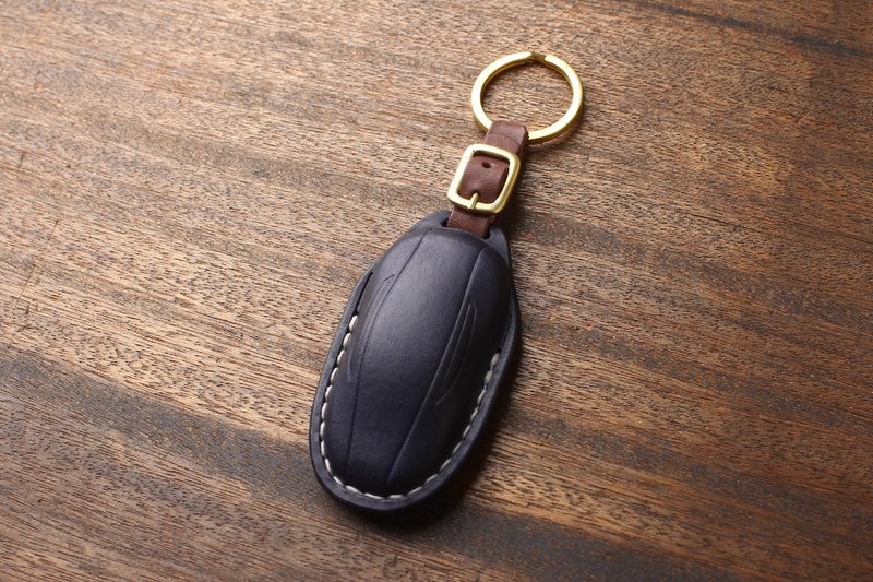 Tea leather Tesla Tesla car key leather case Model S Model 3 Model Y customer product - Keychains - Genuine Leather 