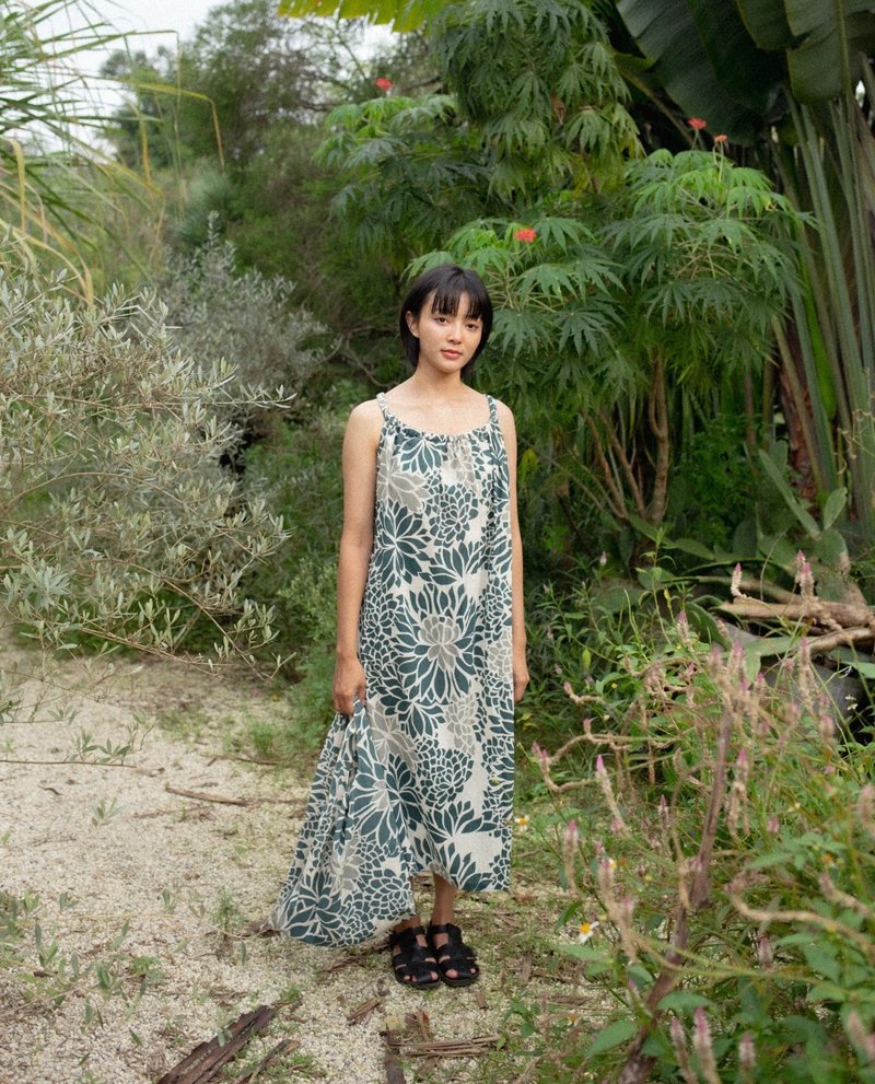 Mulmul torch ginger tent dress - 洋裝/連身裙 - 棉．麻 藍色
