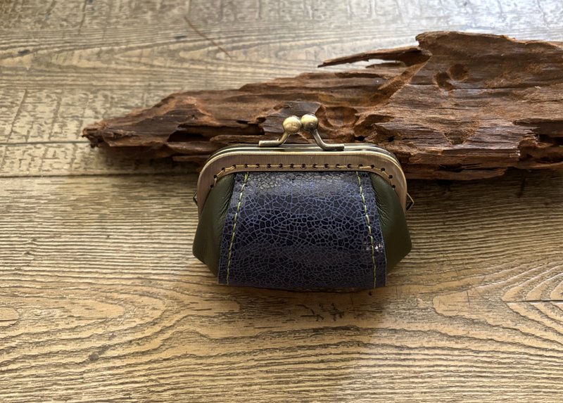 POPO.冰紋藍-皮革立體口金包 leather - 零錢包/小錢包 - 真皮 藍色