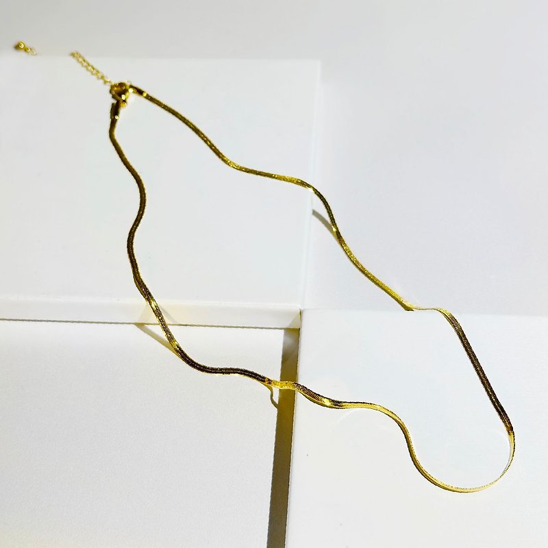 14K gold 316 medical steel necklace/anti-allergic wearable bath Stainless Steel mirror - สร้อยคอ - สแตนเลส สีทอง