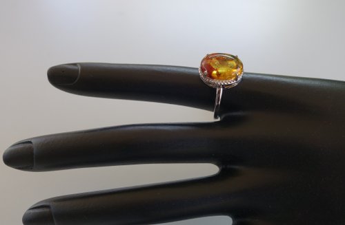 天然琥珀＆鼈甲リング ◇アンバー琥珀(花珀)◇指輪◇リング◇パワーストーン◇天然石