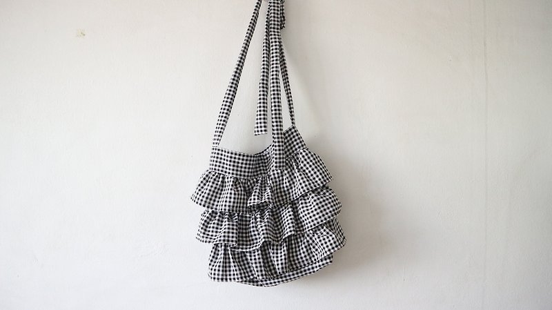 Ruffle Bag in gingham - made to order - 背囊/背包 - 棉．麻 