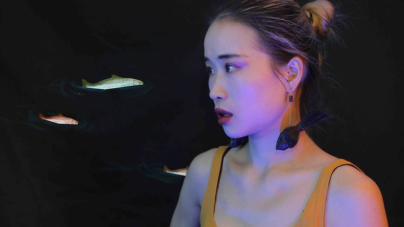 Mumble to be cooked | independent design original handmade fashion trend cool and handsome street punk wooden head earrings earrings | Li - ต่างหู - ไม้ สีดำ