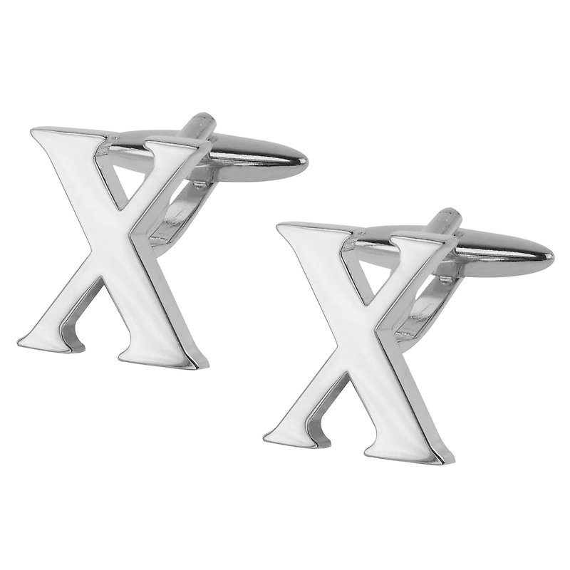 Initial Alphabet X Cufflinks - Cuff Links - Other Metals Silver