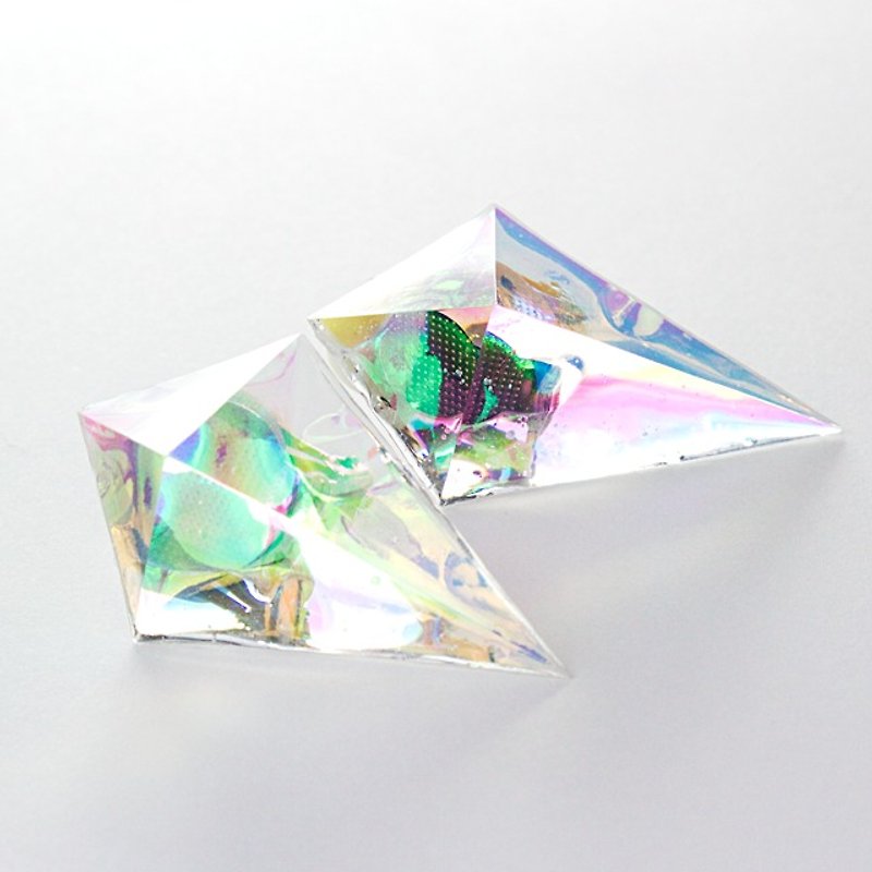 鋭角ピラミッドイヤリング(虹) - 耳環/耳夾 - 其他材質 多色