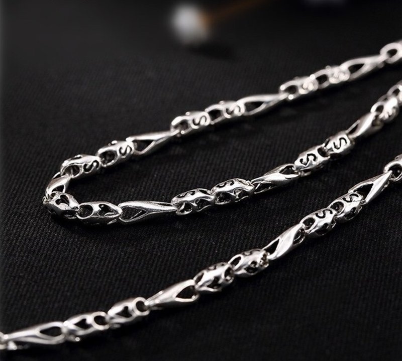 925 Sterling Silver Chains Necklace without Pendant Unisex Handmade Fine Jewelry - Necklaces - Sterling Silver Silver