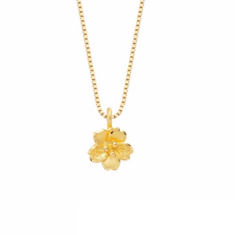 Treasure Chest Gold Jewelry 9999 Gold Pure Gold Temperament Flower Pendant/Necklace - สร้อยคอ - ทอง 24 เค สีทอง