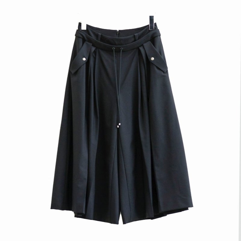 Designer Brand FromClothingOf- Black Wide Pants - Women's Pants - Wool Black