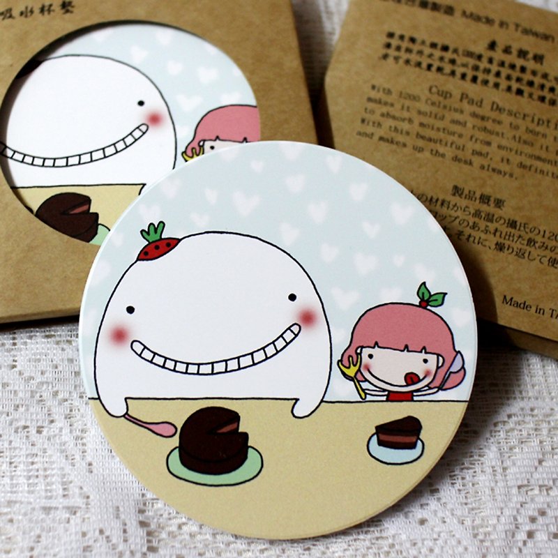 Play is not tired_Ceramic Absorbent Coaster_(Happy Dafujun) - Coasters - Porcelain 