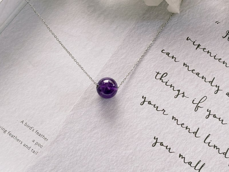 ʚ(Round Rabbit Table)ɞ Crystal Necklace๑Amethyst - สร้อยคอ - วัสดุอื่นๆ สีม่วง