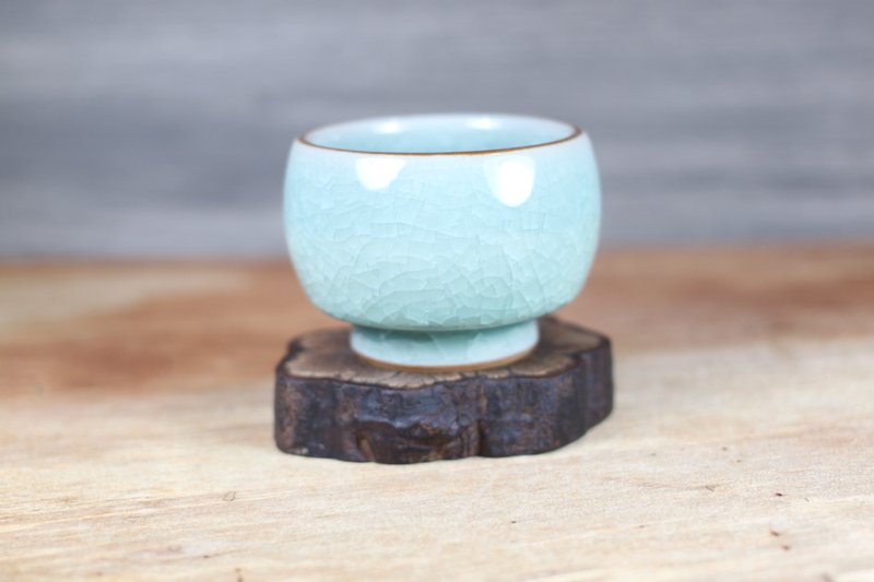 【父親節禮物】哥窯冰裂紋 手拉小高足茶杯 名家葉敏祥作品 - 茶壺/茶杯/茶具 - 陶 
