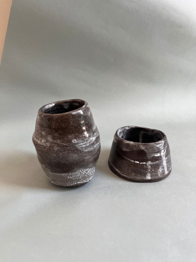 Espresso cup / Coffee mug / Tea cup (2 pieces) - Black Landscape - 咖啡杯/馬克杯 - 陶 黑色