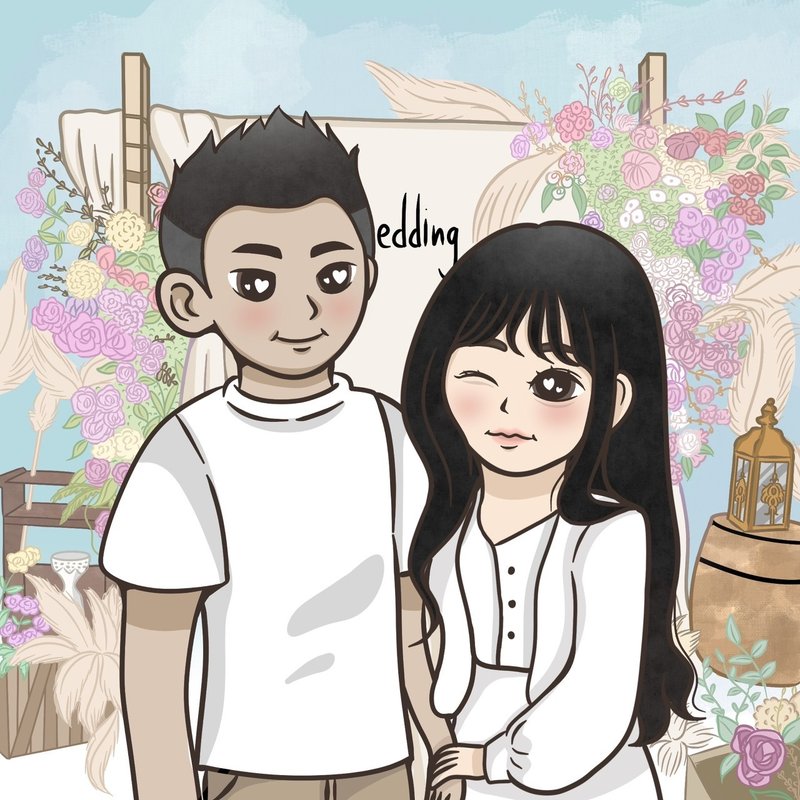 【Q版漫彩】似顏繪 無框畫 寵物畫 情侶畫 結婚禮物 結婚書約 - 電子似顏繪/繪畫/插畫 - 其他材質 