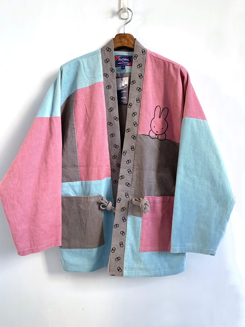 【Pinkoi x miffy】First Edition 粉色燈芯絨布Kimono【 港、台、澳、日限定】 - 男夾克/外套 - 棉．麻 粉紅色