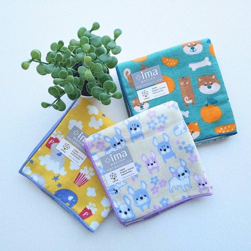 【PRAIRIE DOG】Imabari Japanese style fun handkerchief set of three | absorbent and skin-friendly | healing and cute - Handkerchiefs & Pocket Squares - Cotton & Hemp Multicolor