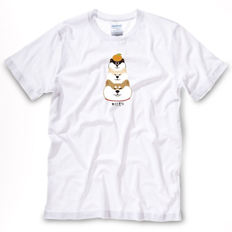 小飯糰 中性T恤 柴柴T 麻吉柴鏡餠 - 中性衛衣/T 恤 - 棉．麻 白色
