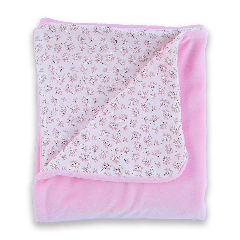 [Deux Filles organic cotton] warm cotton blanket pink leaves - Other - Cotton & Hemp Pink